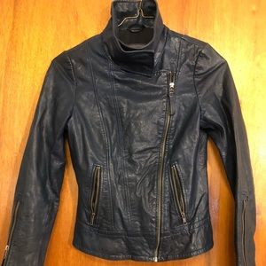 Mackage blue leather biker jacket